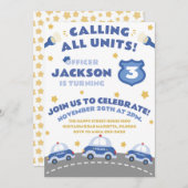 Cute Police Invitation for Birthday Officer Patrol 招待状 (正面/裏面)