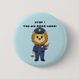 Cute police officer lion Cop Kids Valentine 缶バッジ
