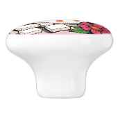 Cute Polka Dot Coffee Cup and Flowers セラミックノブ (側面)