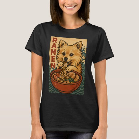 Cute Pomchi Dog Ramen Lover Tシャツ (正面)