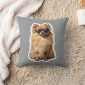 Cute Pomeranian Dog Funny Animals with Sunglasses クッション (ブランケット)