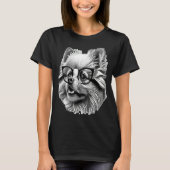 Cute Pomeranian Dog Wearing Nerd Glasses Funny Gra Tシャツ (正面)