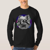 Cute Pomeranian Dog Wearing Nerd Glasses Funny Gra Tシャツ (正面)