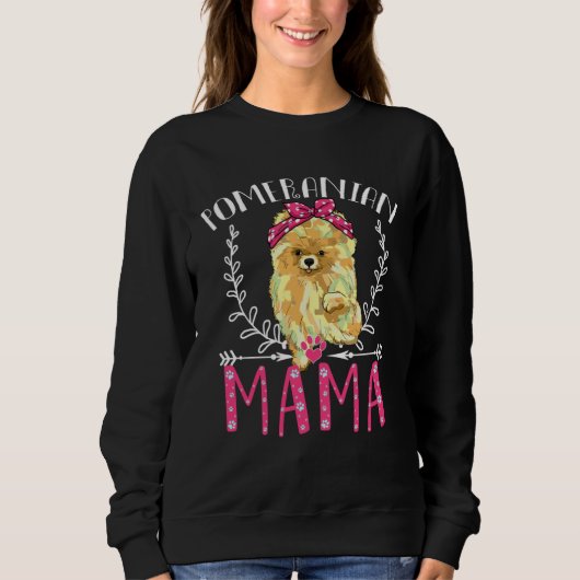 Cute Pomeranian  Pomeranian Mama  Womens スウェットシャツ (正面)