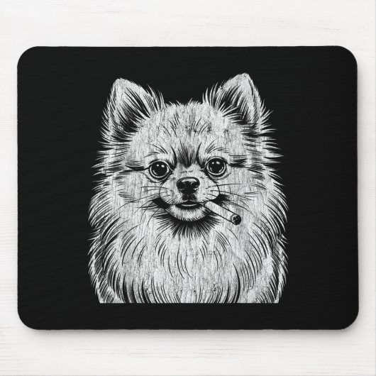 Cute Pomeranian Smoking Meme Dog マウスパッド (正面)