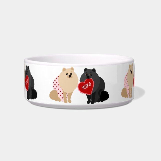 Cute Pomeranian Valentine XOXO Bowl ボウル (正面)