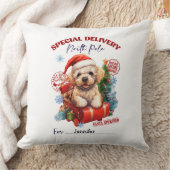 Cute Poodle Christmas Throw Pillow クッション (ブランケット)