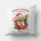 Cute Poodle Christmas Throw Pillow クッション (正面)