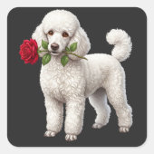 Cute Poodle Dog スクエアシール (正面)