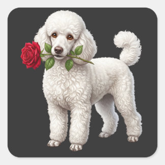 ‏Cute Poodle Dog スクエアシール