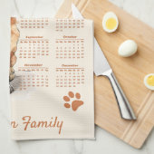 Cute Poodle Dog 2026 Calendar キッチンタオル (四つ折り)