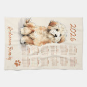 Cute Poodle Dog 2026 Calendar キッチンタオル (横)