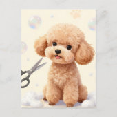 Cute Poodle Grooming Bubbles Scissors  ポストカード (正面)