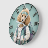 Cute Poodle Puppy ラージ壁時計 (傾斜)