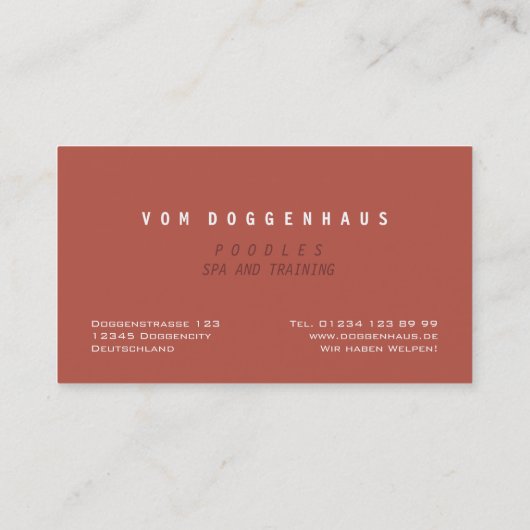 Cute Poodle Spa business cards 名刺 (裏面)