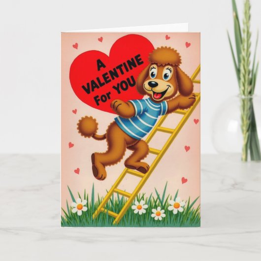 Cute Poodle Valentine Love Card カード (正面)
