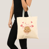 Cute Poodle Valentine Tote with I Woof You トートバッグ (正面(商品))