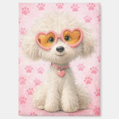 Cute Poodle with Pink Paw Prints Tote Bag  マグネット (正面)