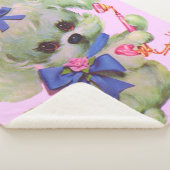 cute poodle with pink telephone シェルパブランケット (3/4)