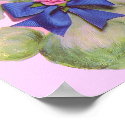 cute poodle with pink telephone ポスター (角)