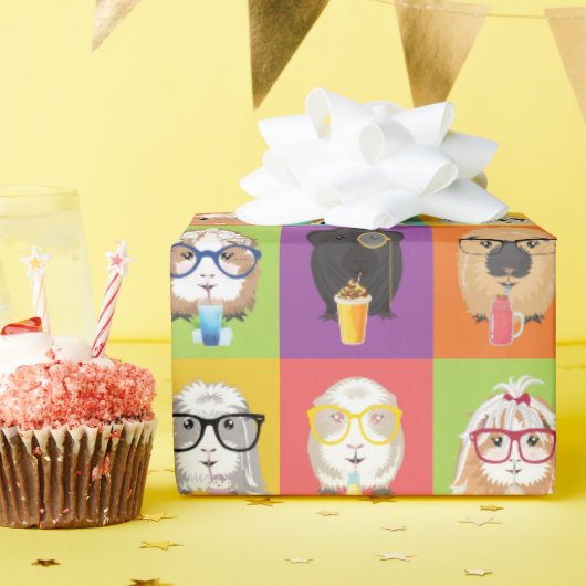 Cute Pop-Art Guinea Pig Wrapping Paper ラッピングペーパー (誕生日パーティー)