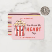 Cute Popcorn Valentine Classroom Note Card ノートカード (正面/裏面インサイチュ)