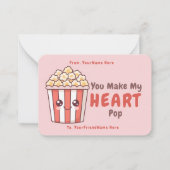 Cute Popcorn Valentine Classroom Note Card ノートカード (正面)