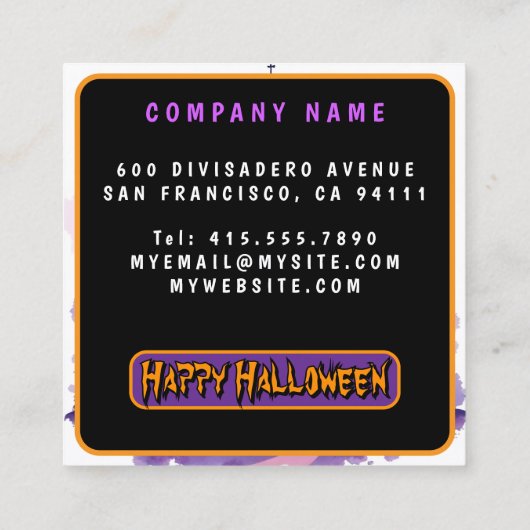 Cute Popular Halloween Spooky Collection スクエア名刺 (裏面)