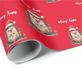 Cute porcupine Christmas tree zoo safari Xmas ラッピングペーパー (ロールコーナー)