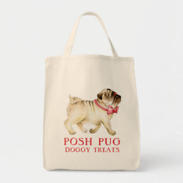 Cute posh pug whimsy in red bow tie dog watercolor トートバッグ