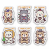 Cute Positive Bear-6 Designs シール (正面)