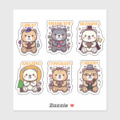 Cute Positive Bear-6 Designs シール (シート)