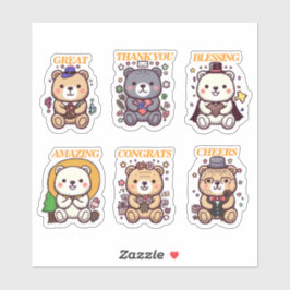 Cute Positive Bear-6 Designs シール