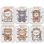 Cute Positive Bear-6 Designs-vol2 シール (正面)