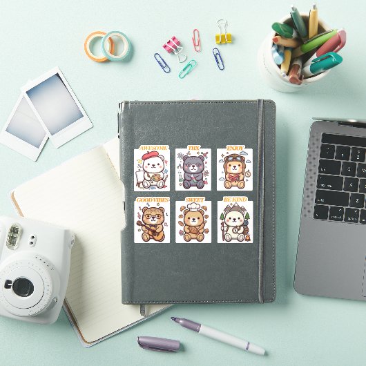 Cute Positive Bear-6 Designs-vol2 シール (iPadカバー)