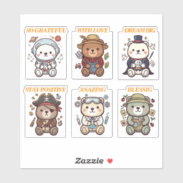 Cute Positive Bear-6 Designs-vol3 シール