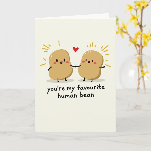 Cute Potato Human Bean Card カード (黄色い花)