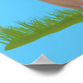 Cute prairie dog sniffing flower cartoon ポスター (角)