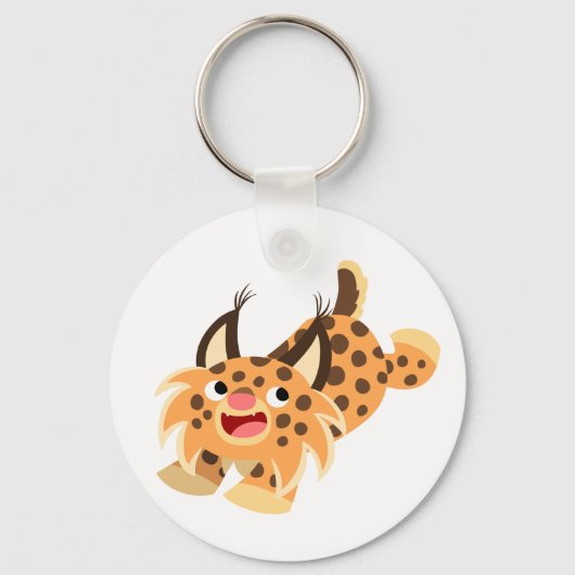 Cute Prankish Cartoon Bobcat Keychain キーホルダー (正面)