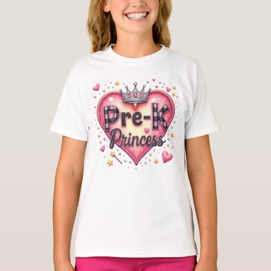 Cute Pre-K Princess Crown Heart Tシャツ (正面)