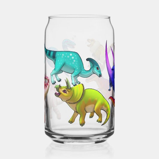 Cute Prehistoric drinking glass ガラス缶 (左)