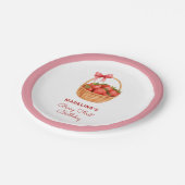 Cute Preppy Berry First Birthday Strawberry ペーパープレート (アングル)