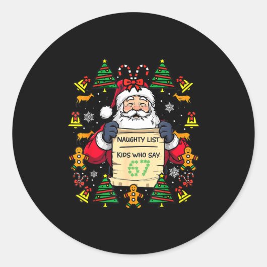 Cute Preppy Christmas,reindeer Brushstrokes Funny  ラウンドシール (正面)