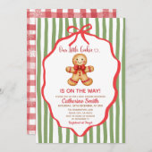 Cute Preppy Gingerbread Christmas Baby Shower  招待状 (正面/裏面)