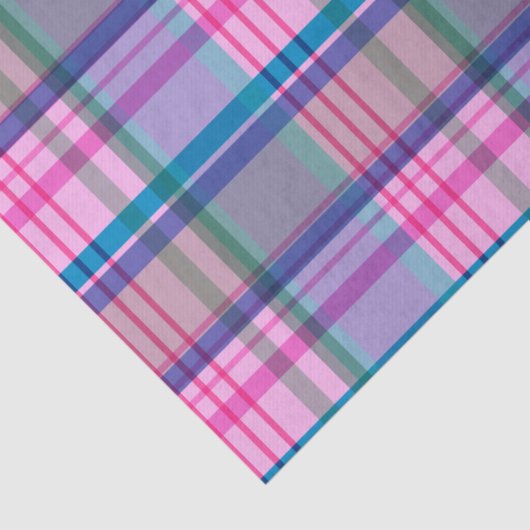 Cute Preppy Retro Plaid Pattern in Pink and Blue 薄葉紙 (詳細)