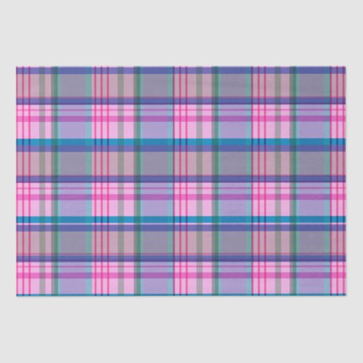 Cute Preppy Retro Plaid Pattern in Pink and Blue 薄葉紙 (正面)