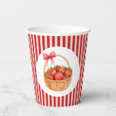 Cute Preppy Striped Berry First Girl Birthday 紙コップ (裏面)