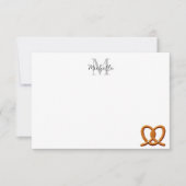 Cute Pretzel Drawing  Monogram Personalized ノートカード (正面)