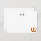 Cute Pretzel Drawing  Monogram Personalized ノートカード (正面/裏面)