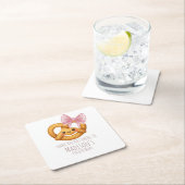 Cute Pretzel Girl Birthday Party スクエアペーパーコースター (インサイチュ)